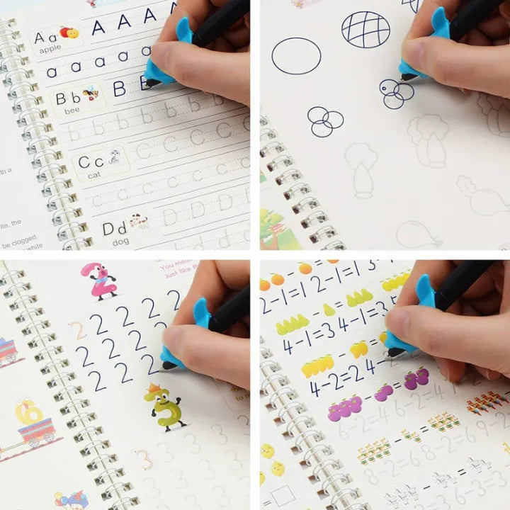 Sank Magic Practice Copy book (4 Books + Magic Pen & 10 Ink Refills)
