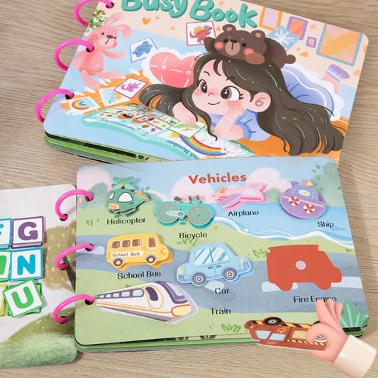 Busy Book for Baby Montessori Learning Toy with 12 Themes