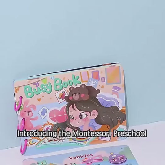 Busy Book for Baby Montessori Learning Toy with 12 Themes